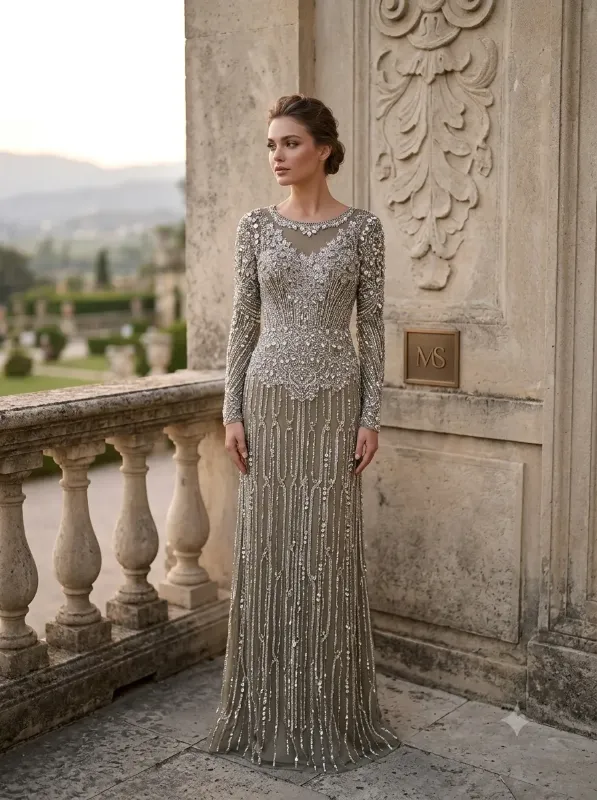 Grey soirée gown