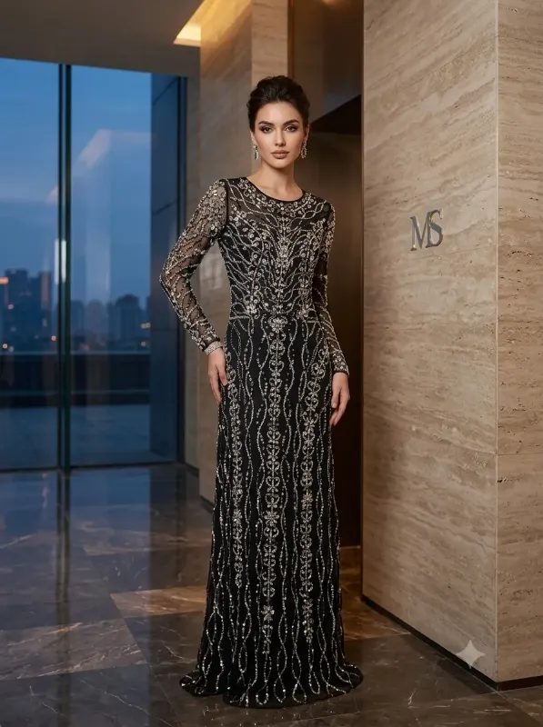 Black soirée gown