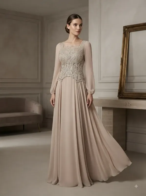 Nude soirée gown