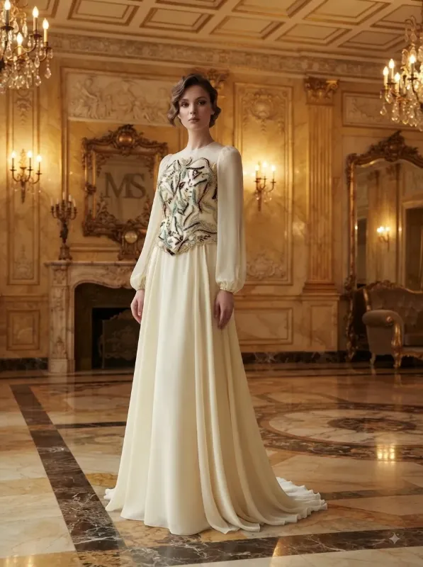 Ivory soirée gown