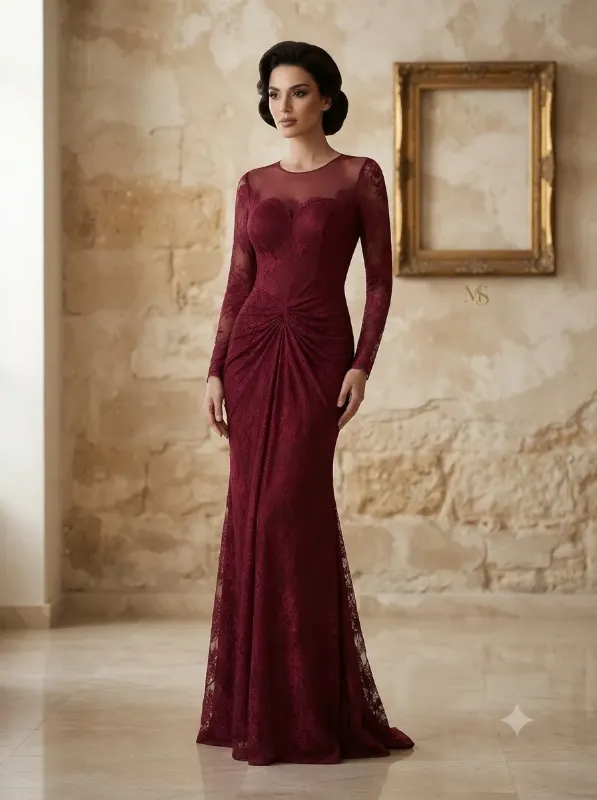Burgundy soirée gown