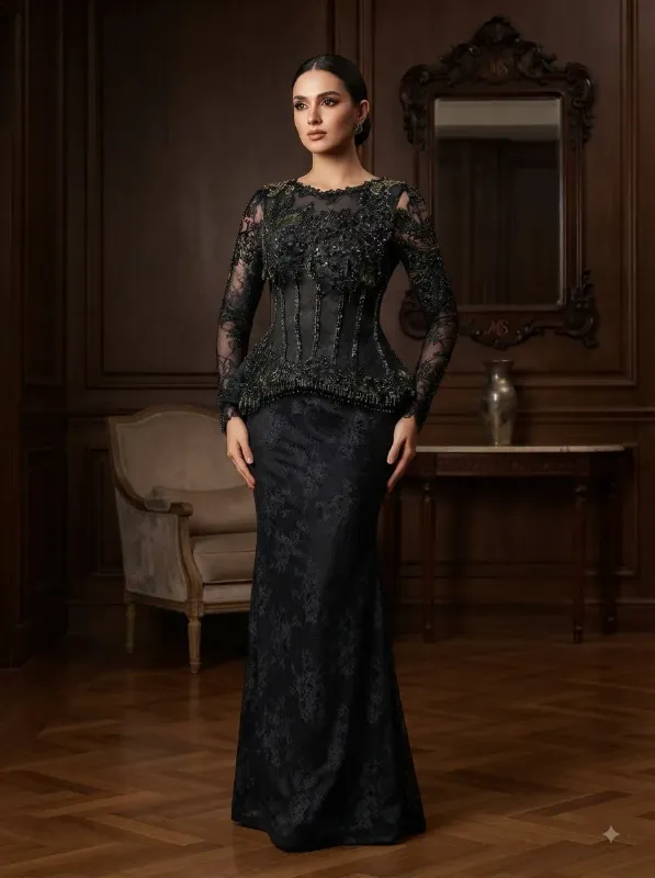 Black soirée gown
