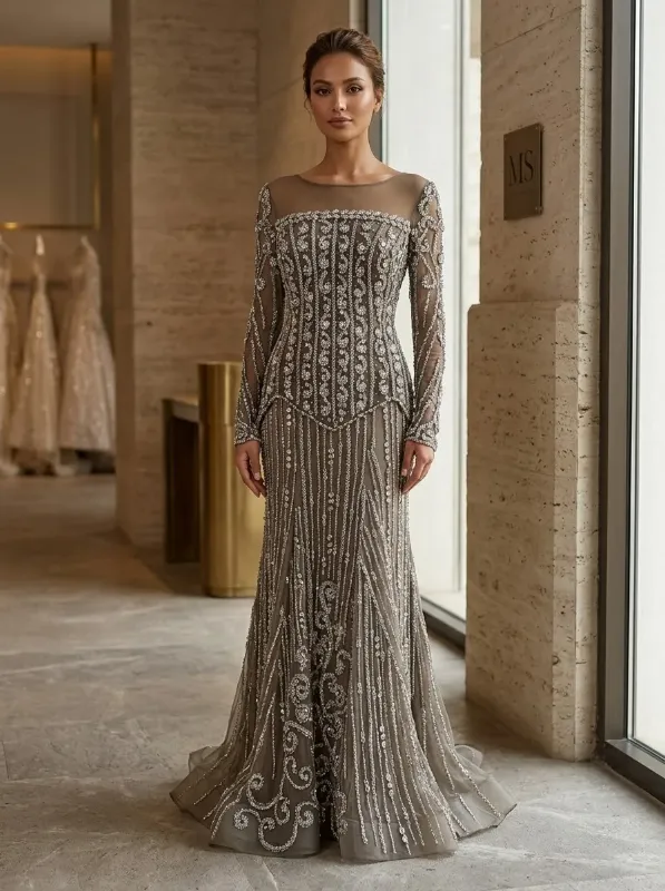 Brown soirée gown