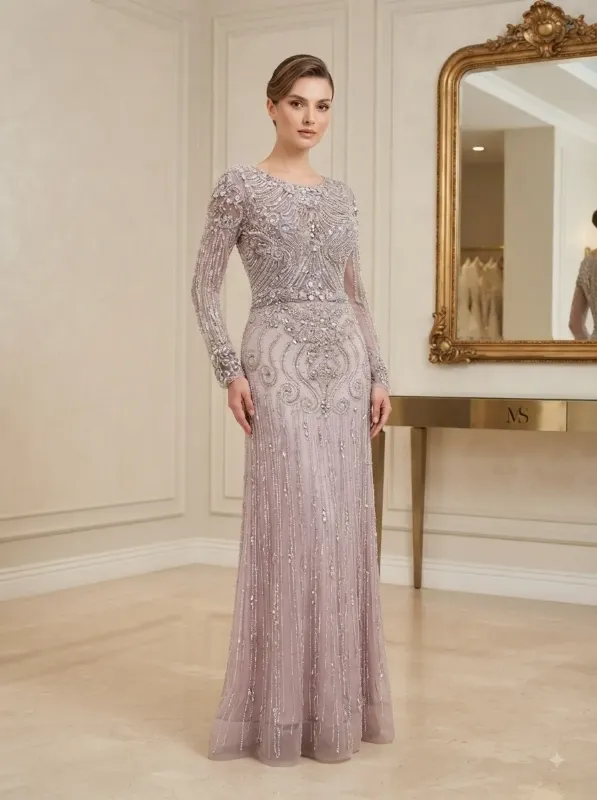 Nude soirée gown