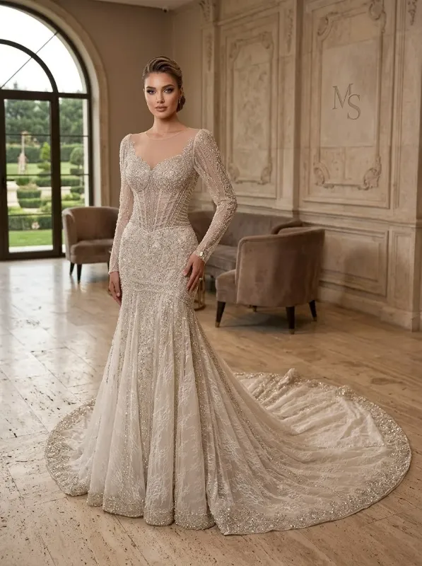 Nude soirée gown