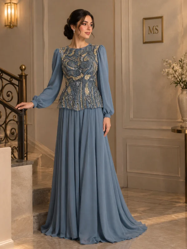 Baby blue soirée gown