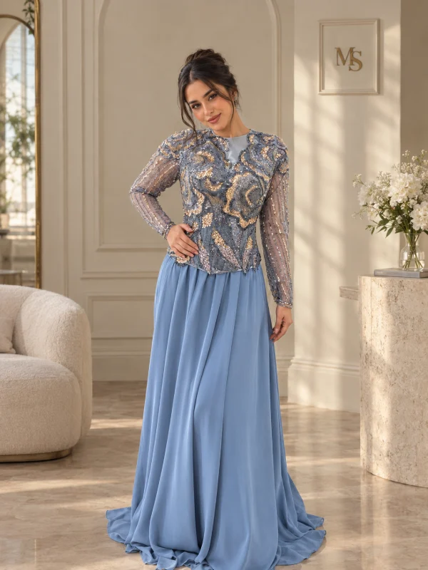 Baby blue soirée gown