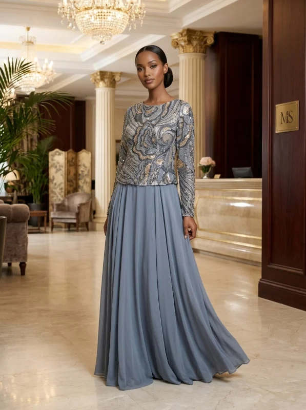 Baby blue soirée gown