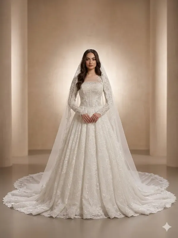 White wedding gown