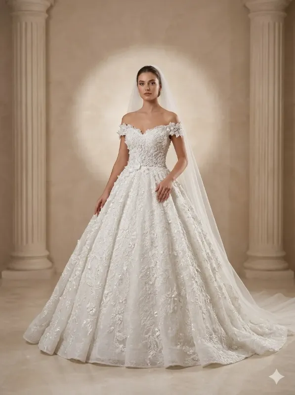 White wedding gown
