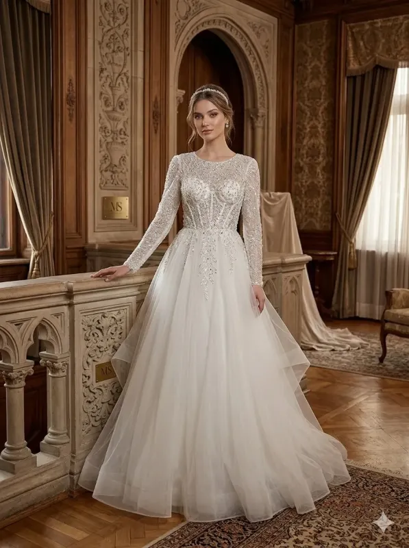 White wedding gown