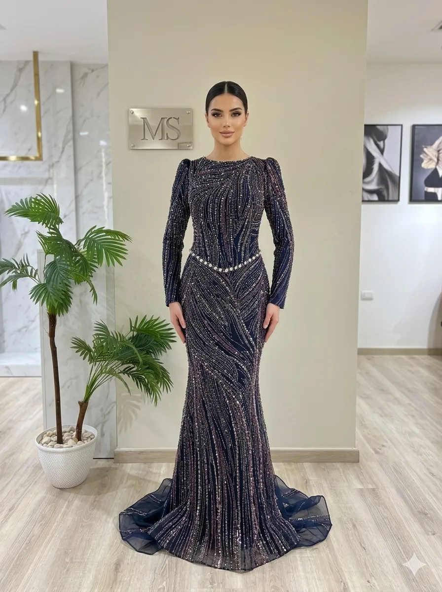 Grey soirée gown