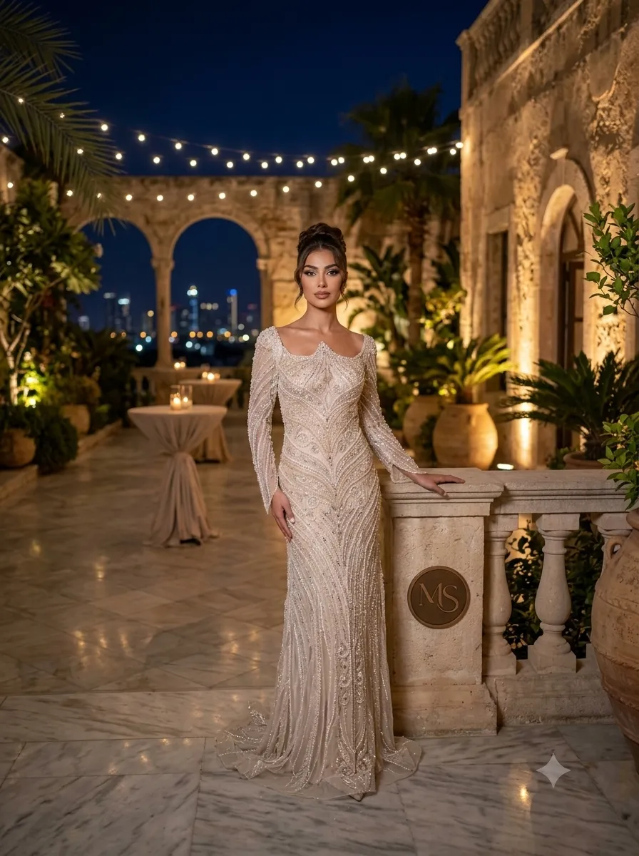 Nude soirée gown