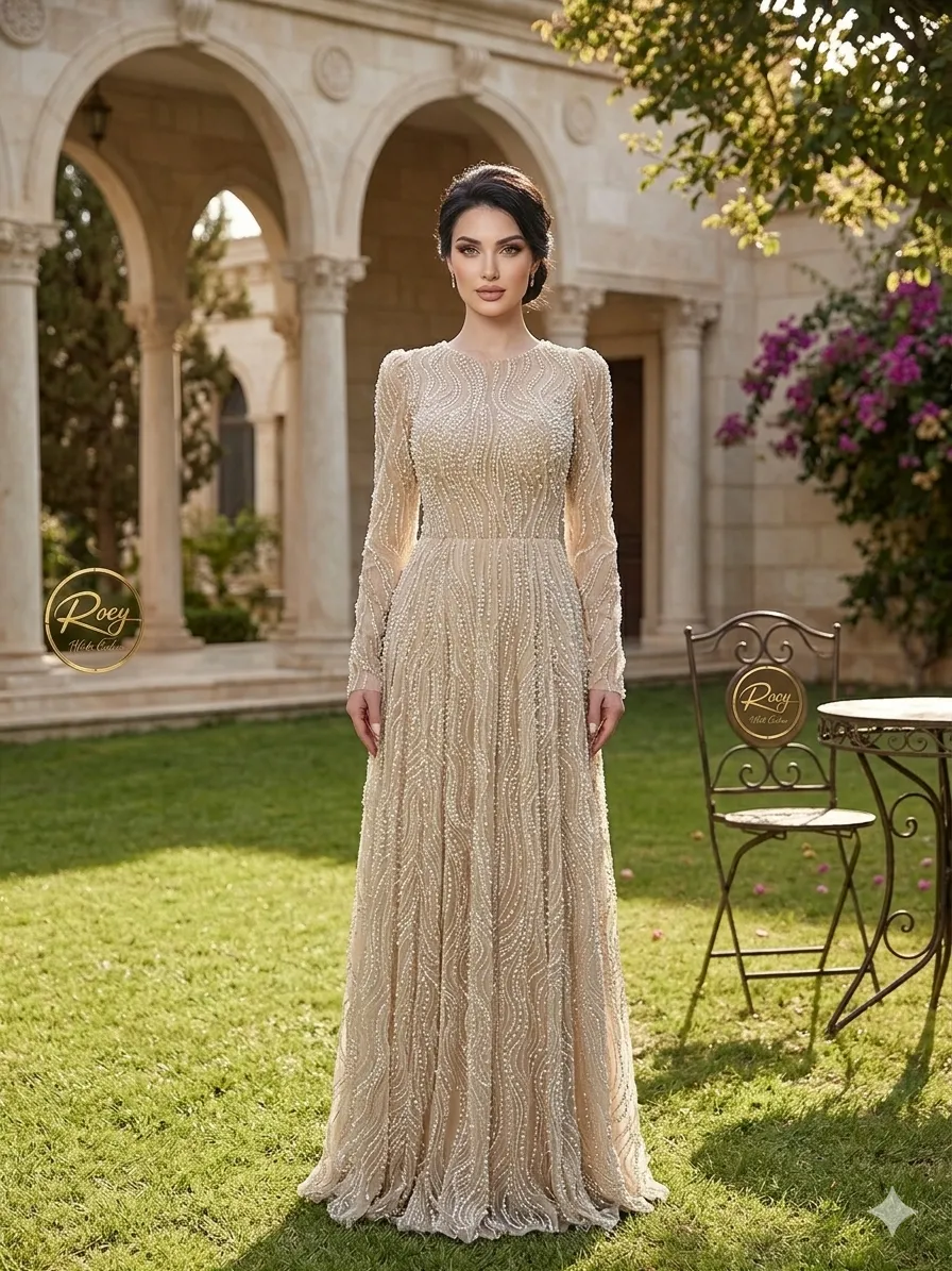 Beige soirée gown