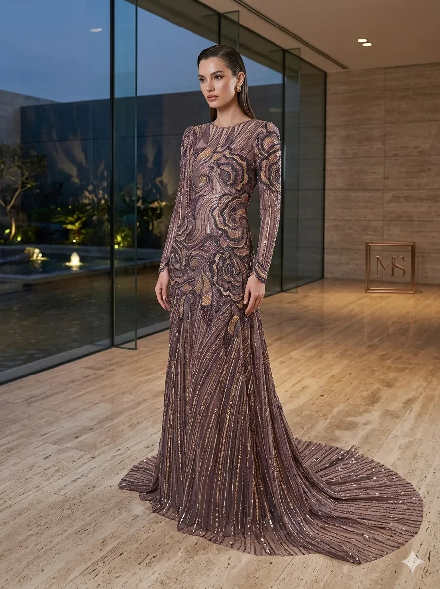 Grey soirée gown