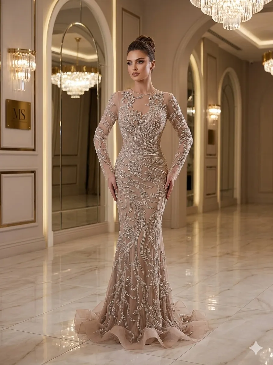 Beige soirée gown