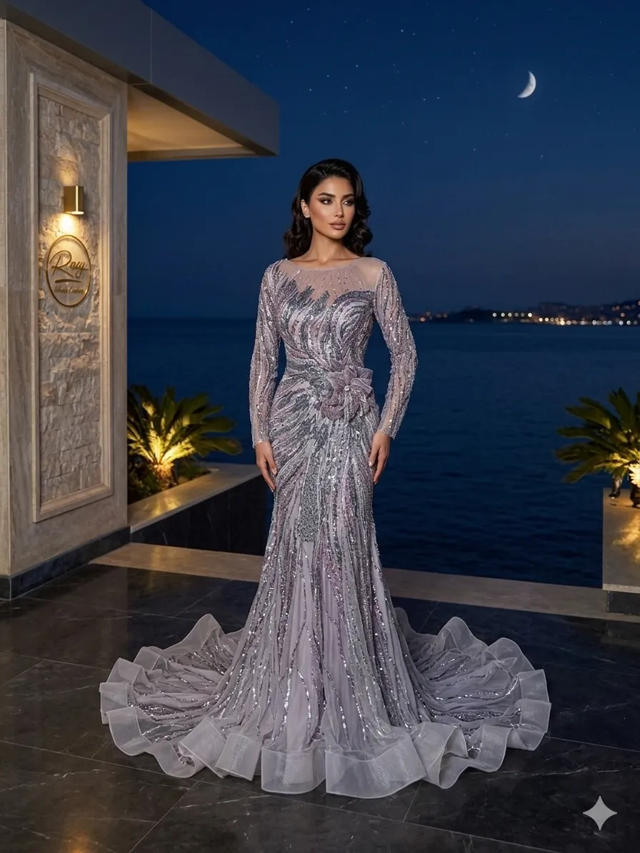 Grey soirée gown