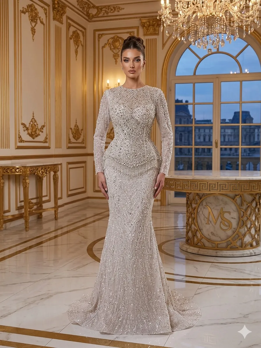 Brown soirée gown