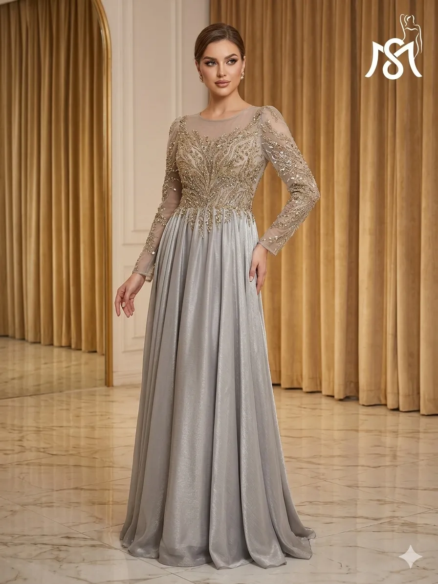 Silver soirée gown