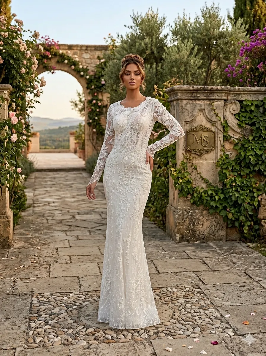White wedding gown