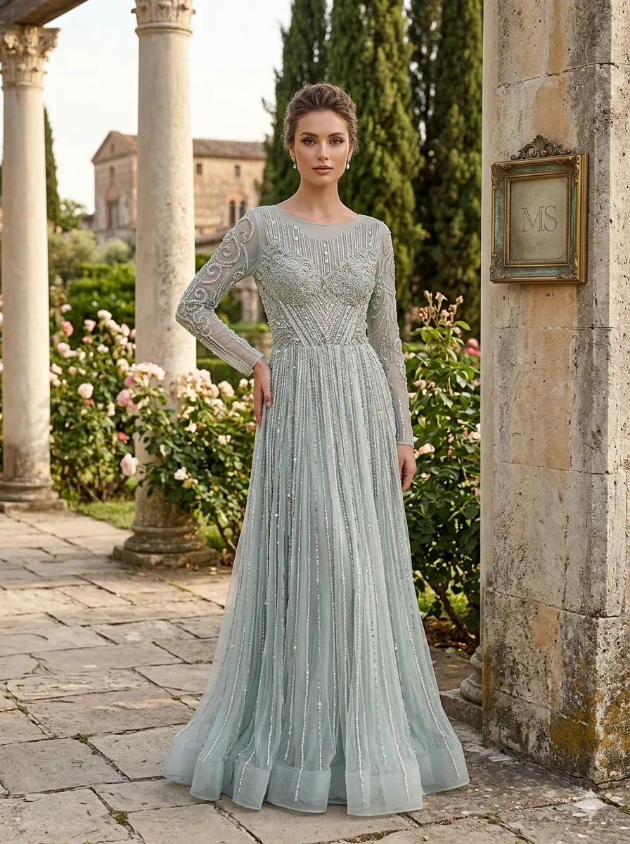 Silver soirée gown