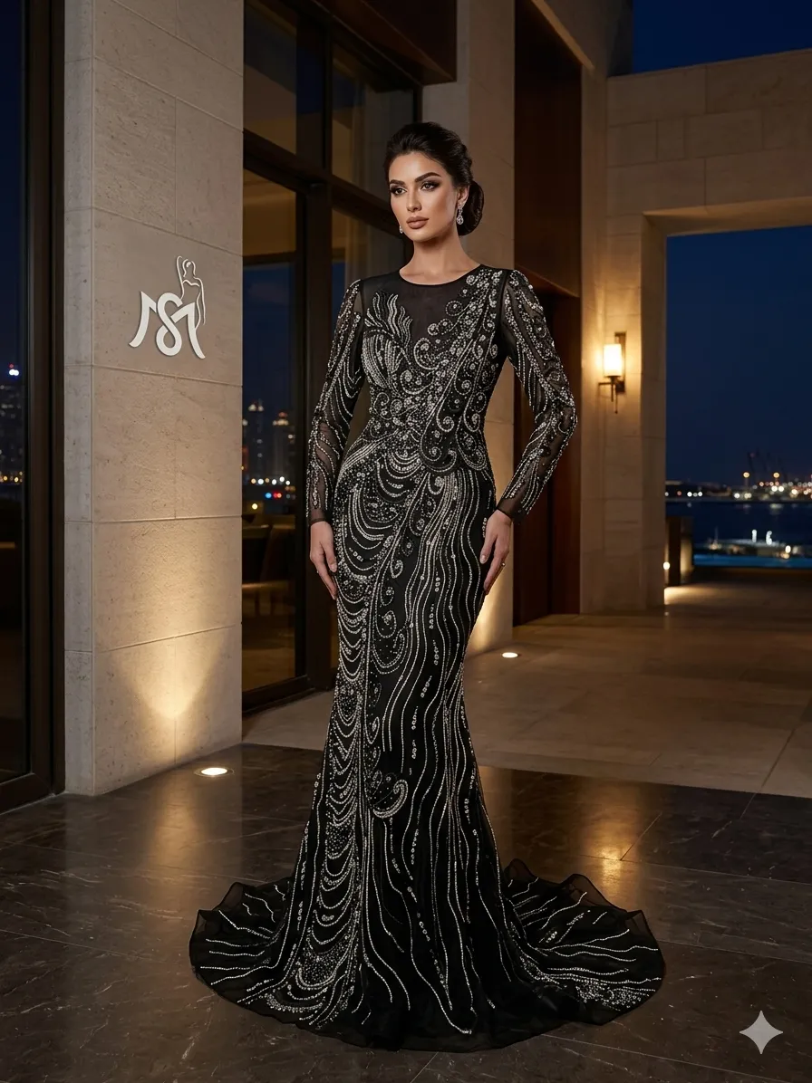 Nude soirée gown