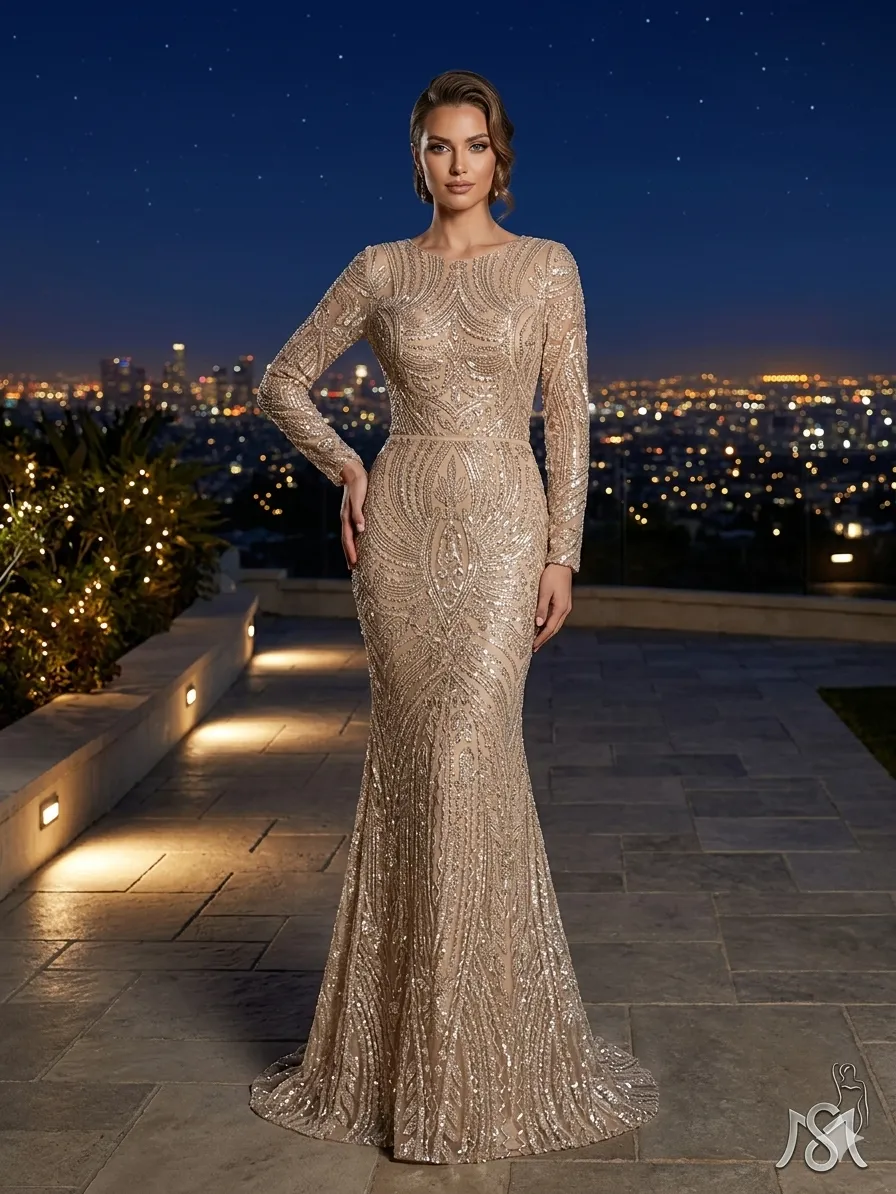 Nude soirée gown