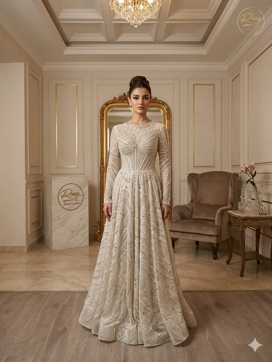 Beige soirée gown