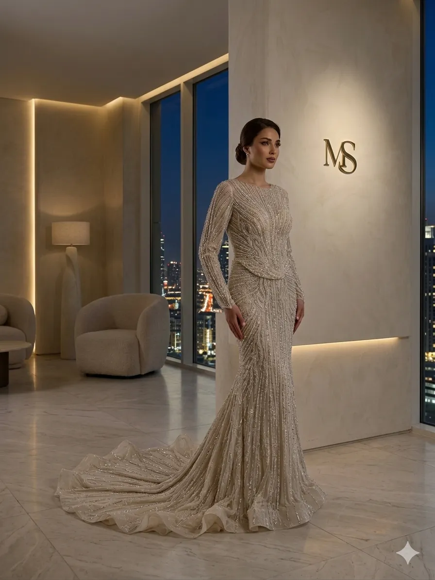 Brown soirée gown