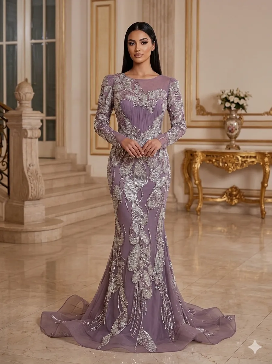Grey soirée gown
