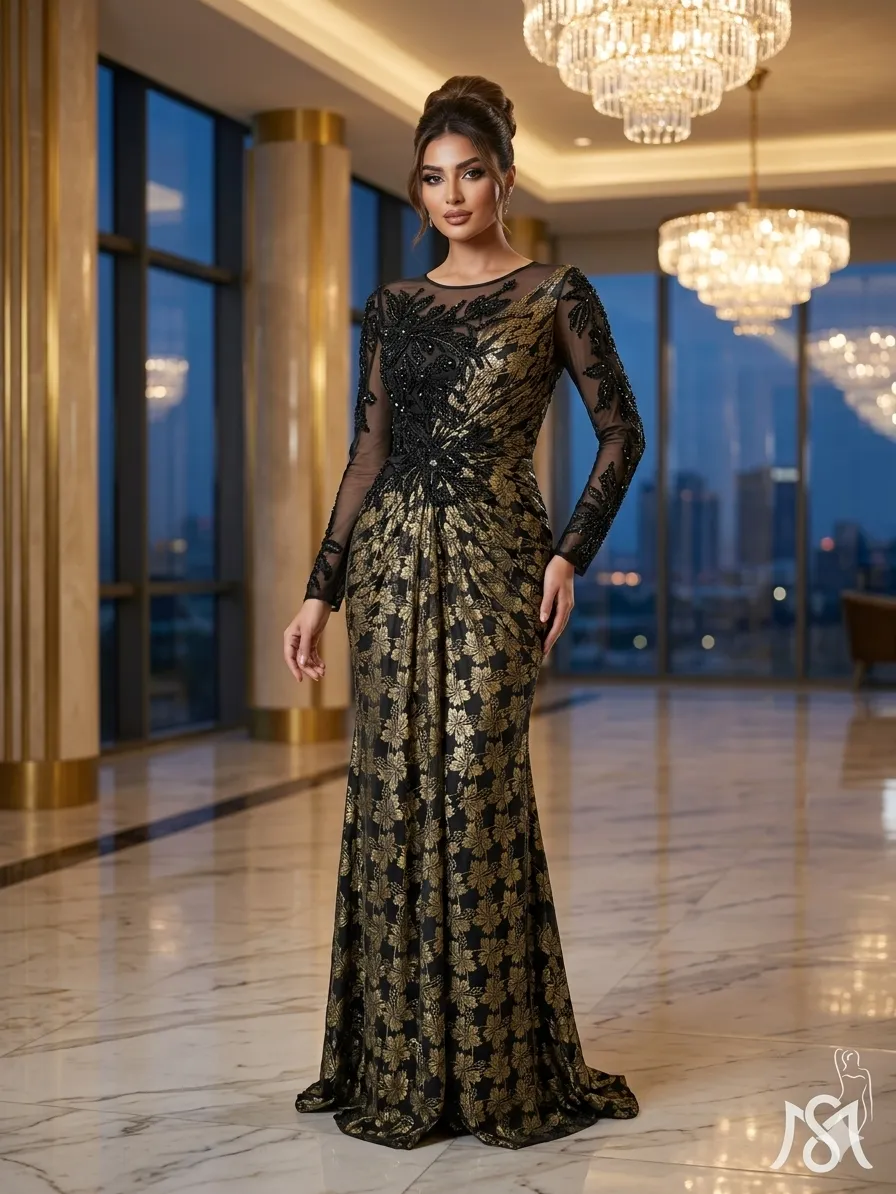 Brown soirée gown
