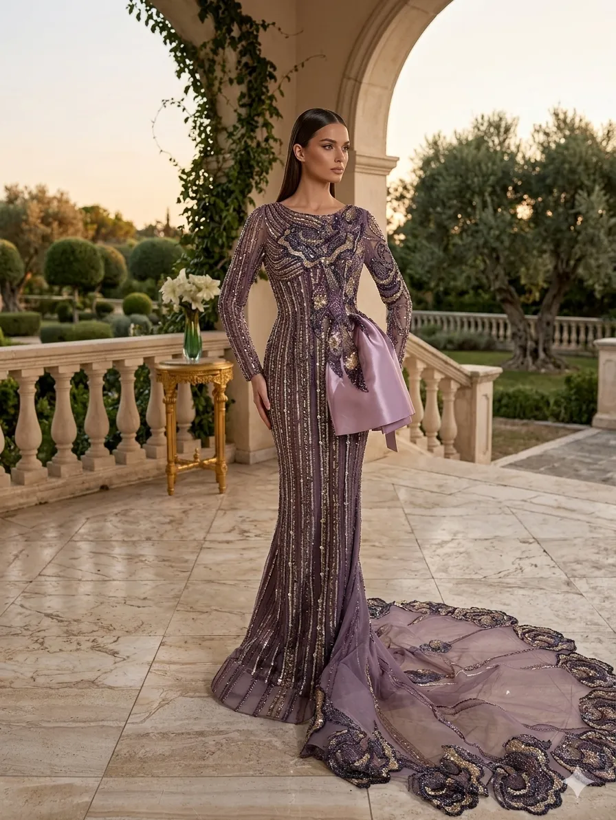 Grey soirée gown