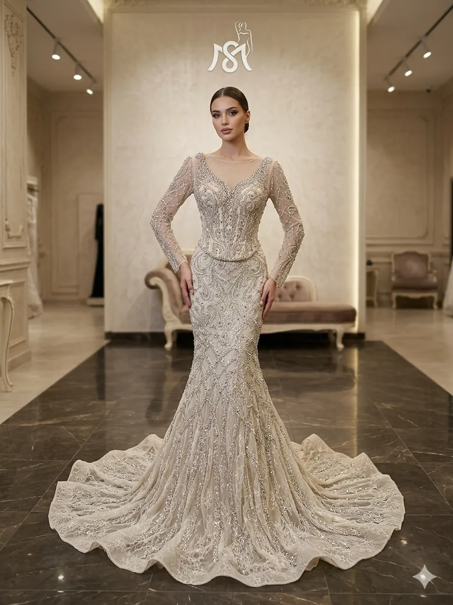 Silver soirée gown