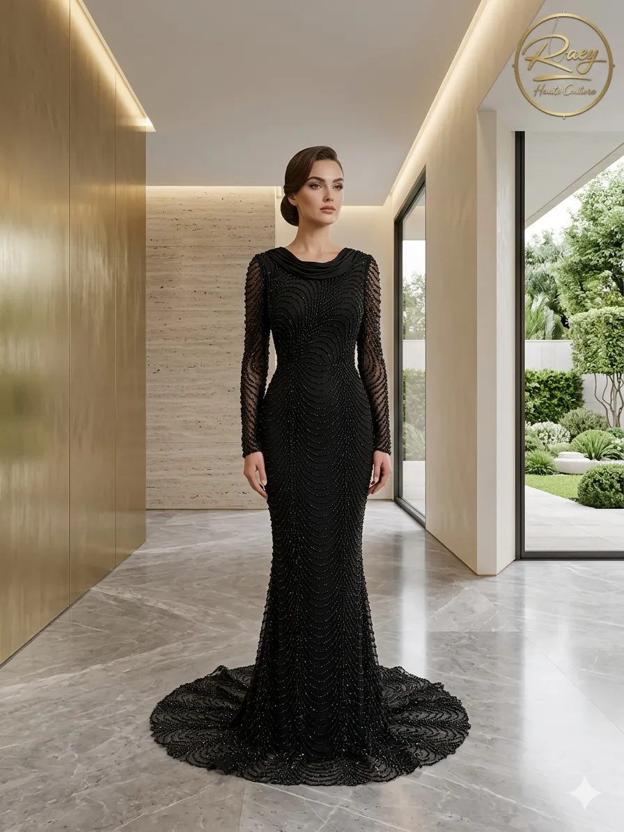Black soirée gown