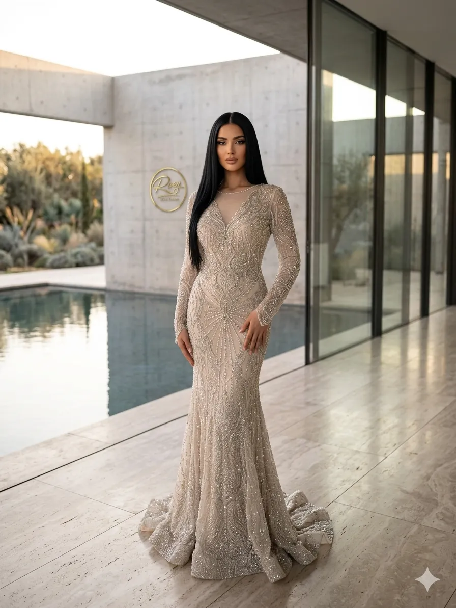 Grey soirée gown