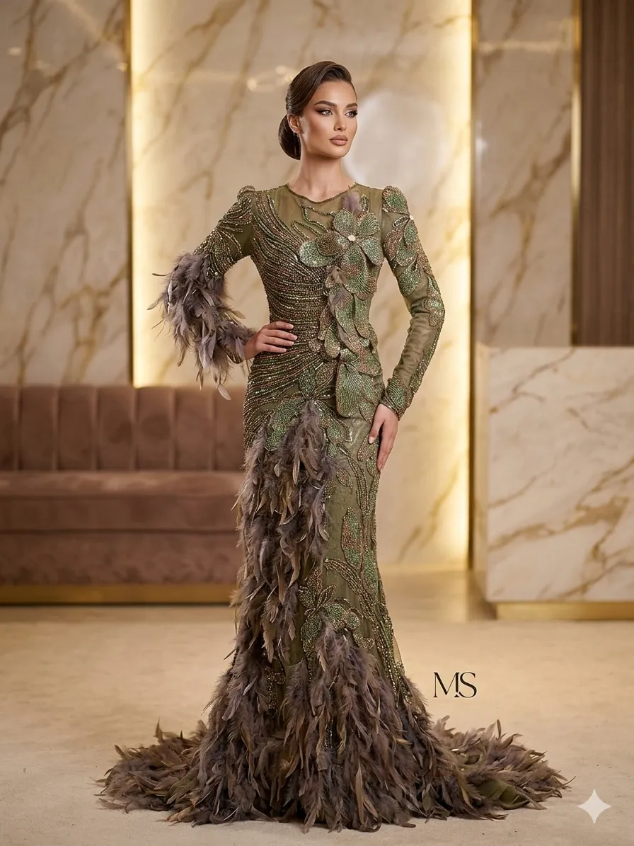 Gold soirée gown