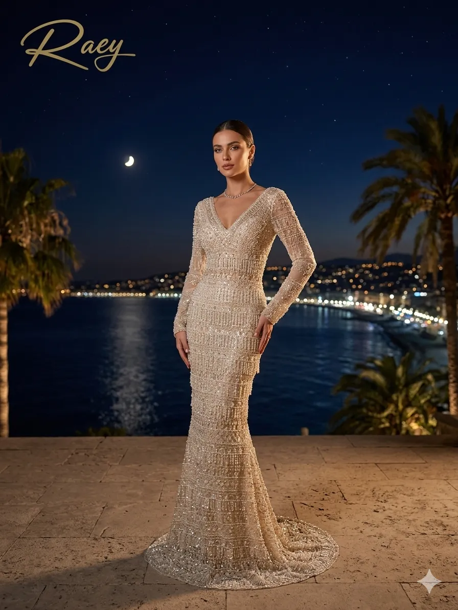 Nude soirée gown