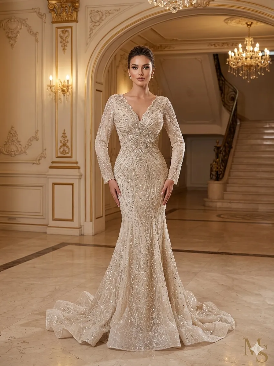Nude soirée gown