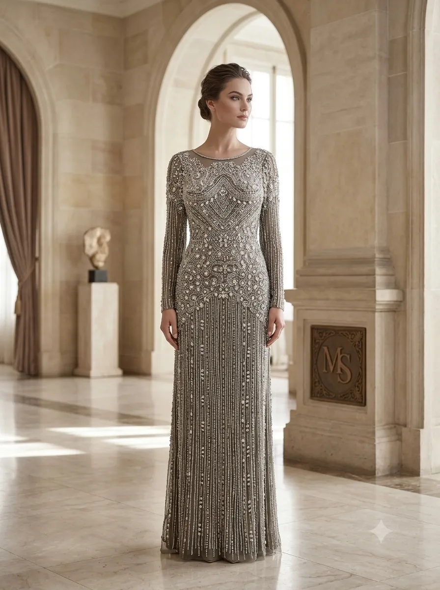 Grey soirée gown