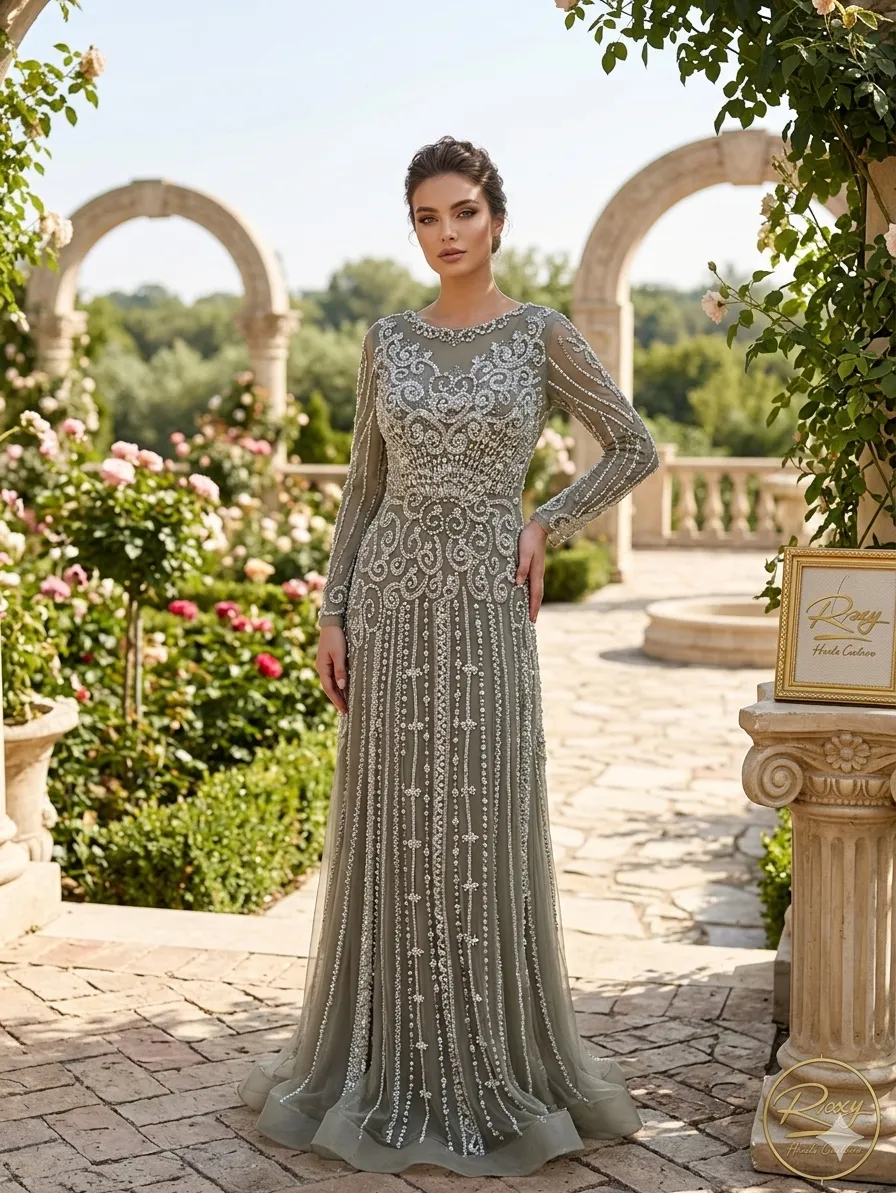 Grey soirée gown