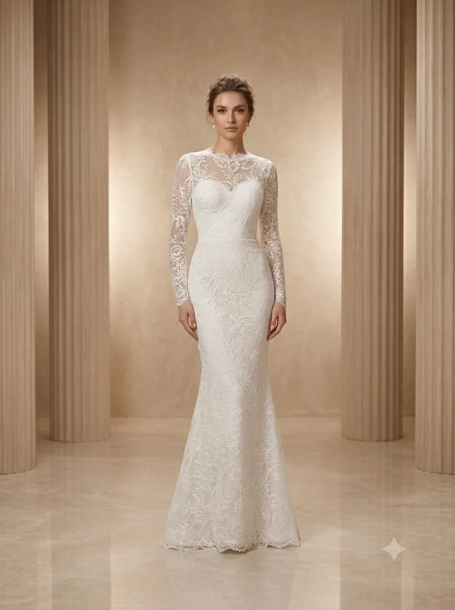 Silver soirée gown