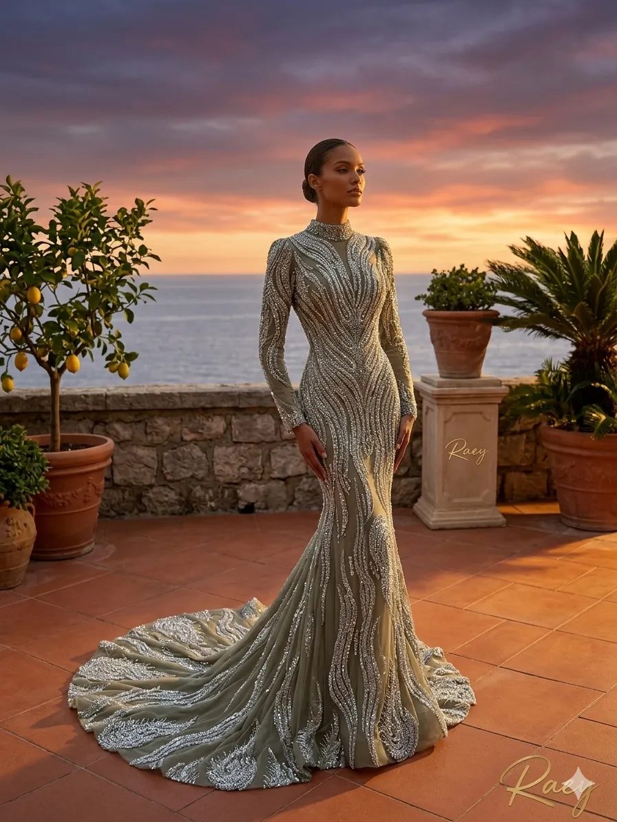 Grey soirée gown