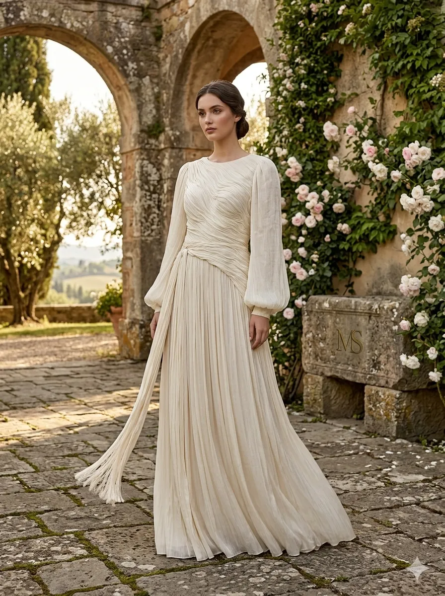 Beige soirée gown
