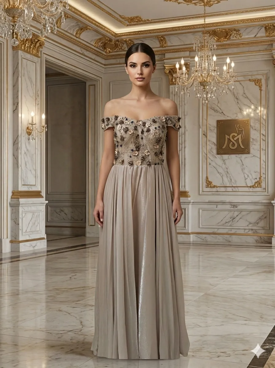 Brown soirée gown