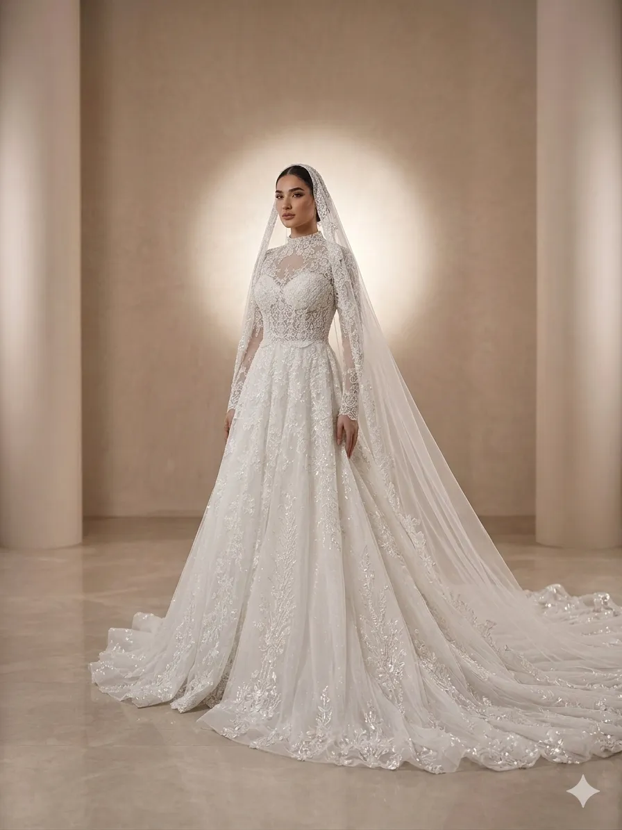 White wedding gown