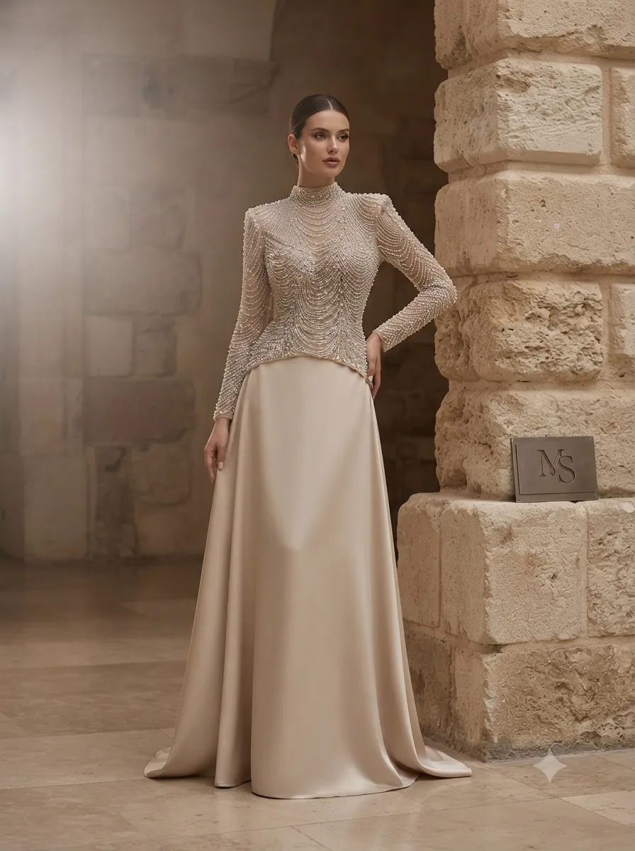 Beige soirée gown