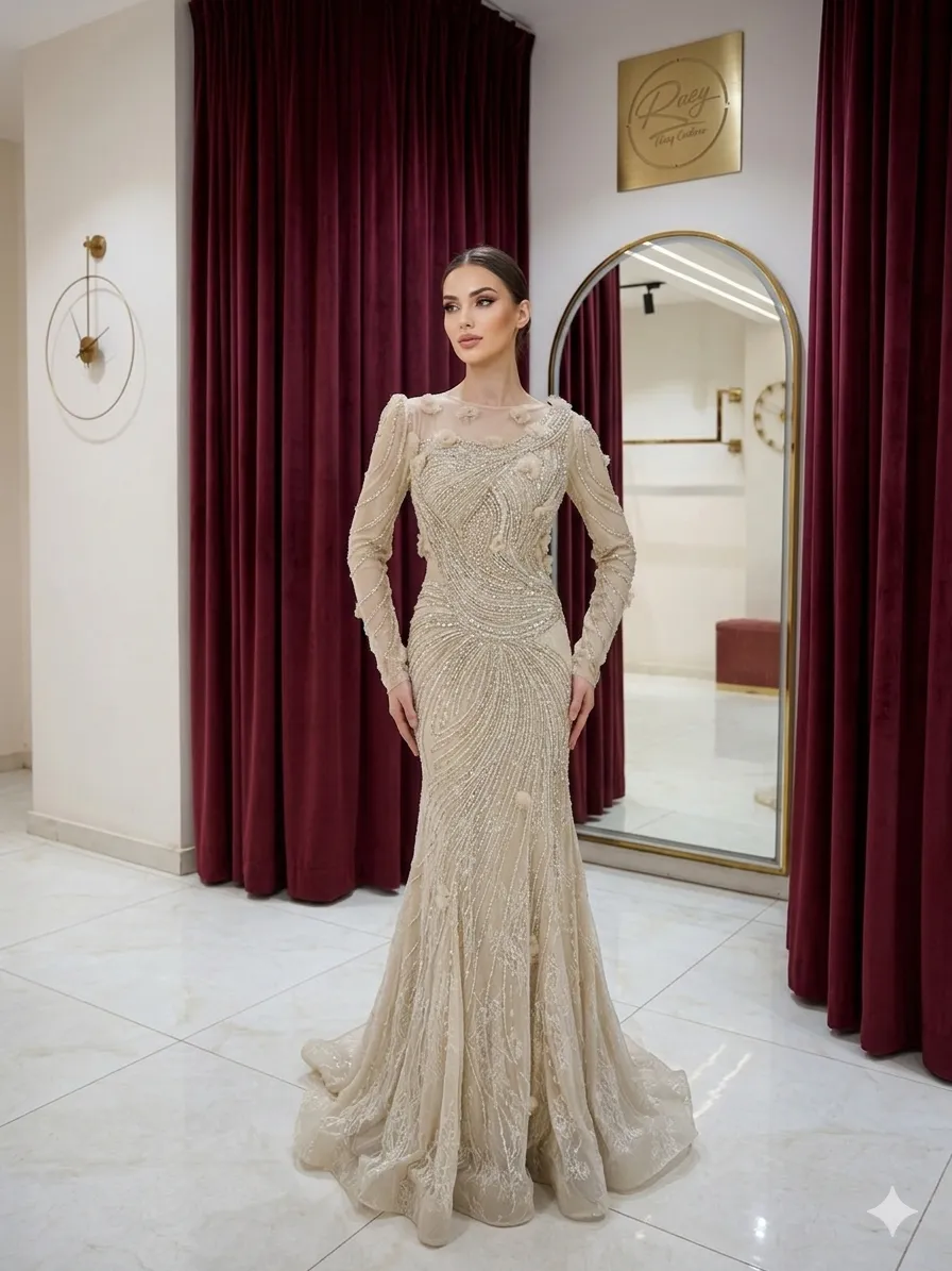 Burgundy soirée gown