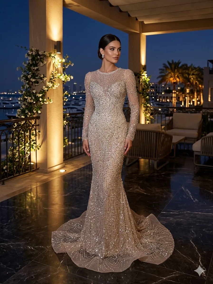 Grey soirée gown