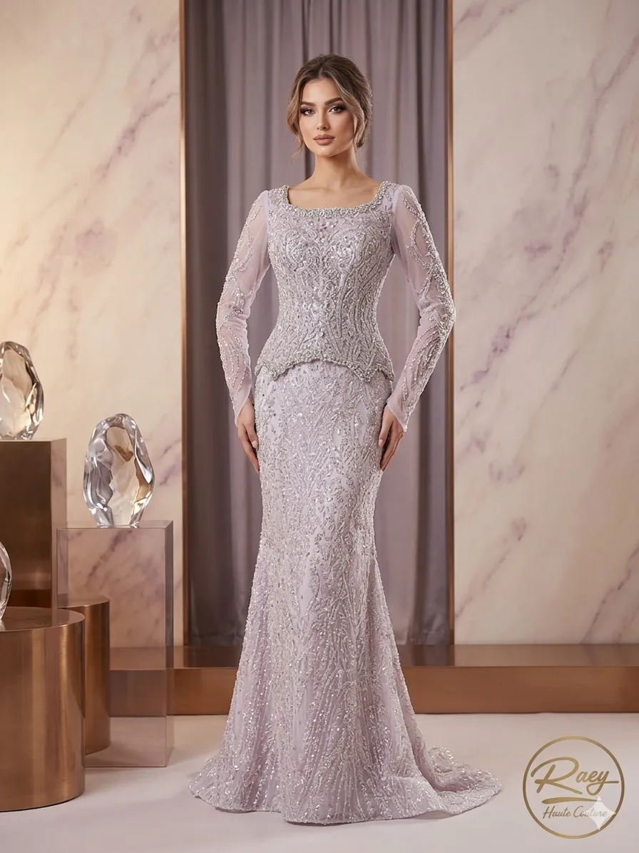 Grey soirée gown