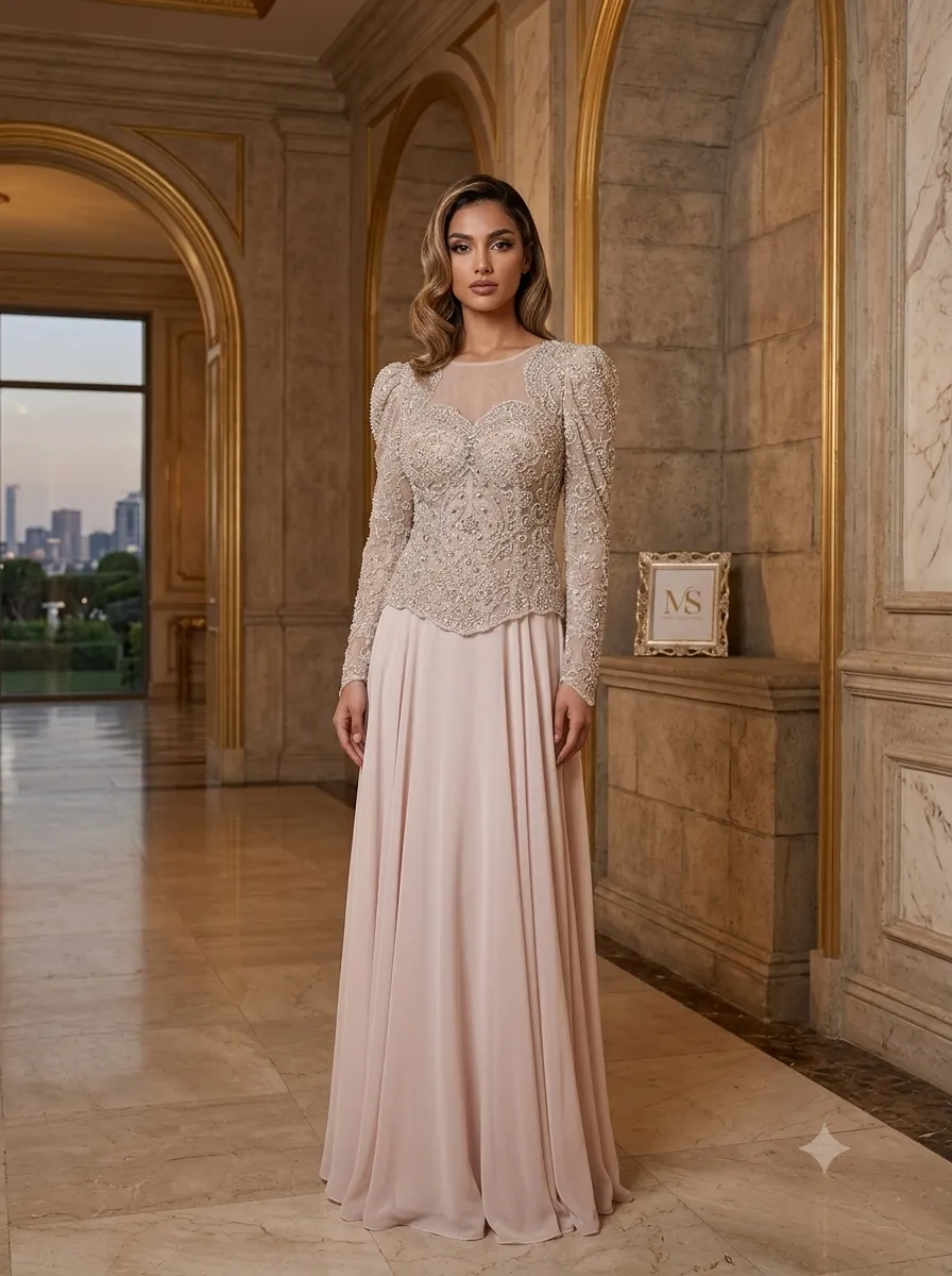 Nude soirée gown